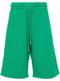 Off-white Brushed Cotton Jogger Shorts With Embroidered Bandana Logo In Green | ModeSens