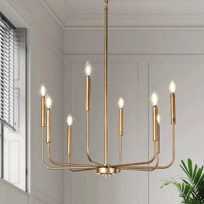 LALUZ 8-Light Antique Gold Chandelier
