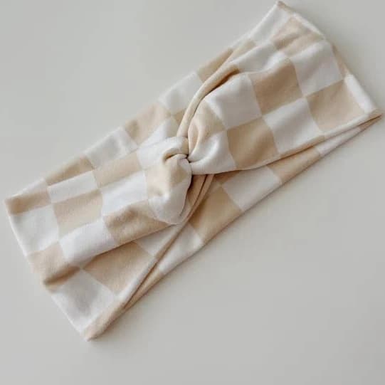 Checkered Top Knot Headband
