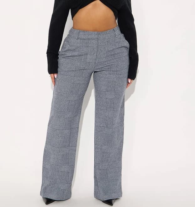 Fashion Nova Ameli Wide Leg Plaid Pants