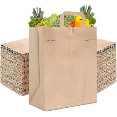 Stock Your Home Heavy Duty Kraft Brown Paper Bags with Handles