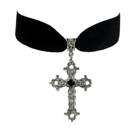 Gothic Velvet Cross Choker