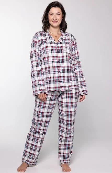 Pajamagram Hibernation Plaid Button-Front Pajamas