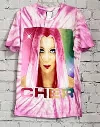Women's Pink And White Tie Dye Short Sleeve Cher T-Shirt Size Medium