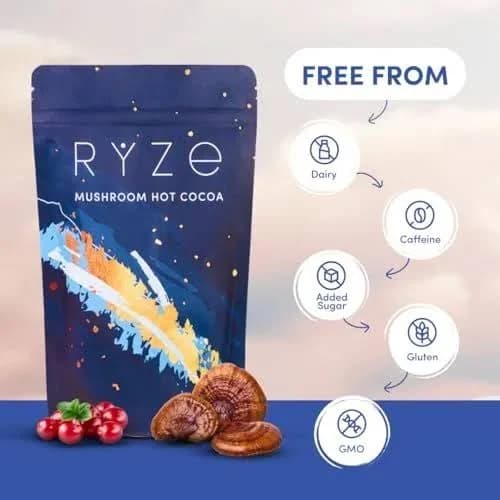2 PACK RYZE SUPERFOODS Mushroom Hot Cocoa Melatonin Sleep Supplement, Keto Cocoa Powder with Reishi Mushroom, Melatonin, Glycine19