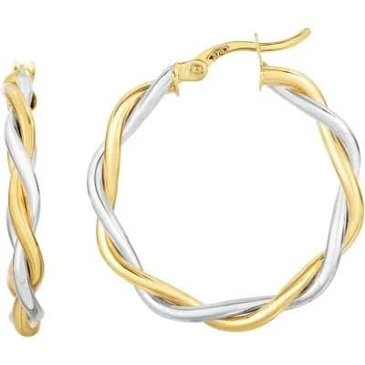 Floreo 10K Two-Tone Gold Intertwined Round Hoop Earrings