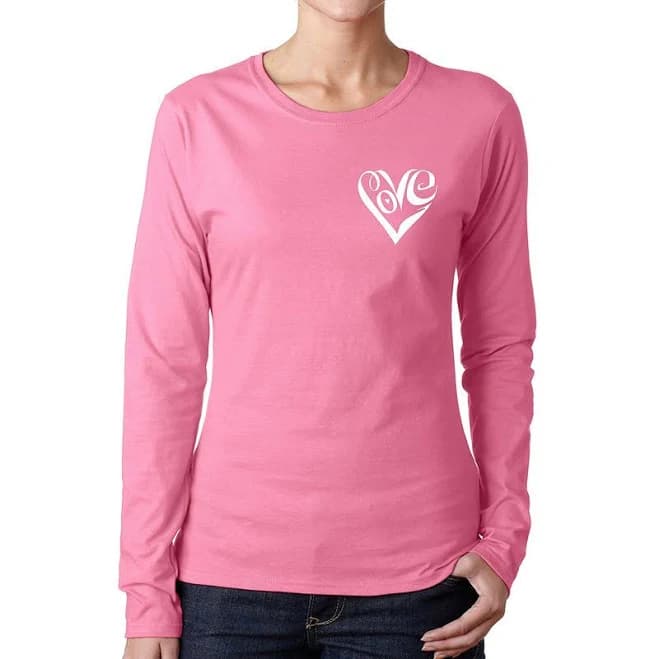 La Pop Art Script Heart Long Sleeve T-Shirt