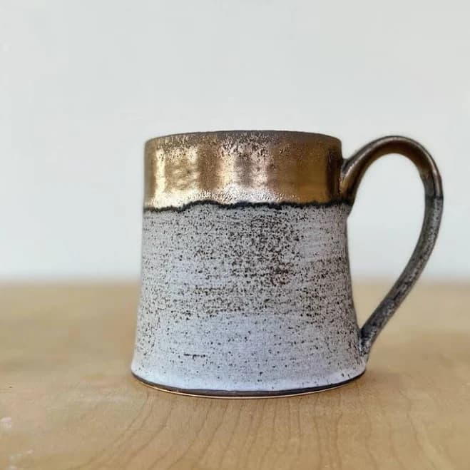 Grey + Gold Ceramic Mug
