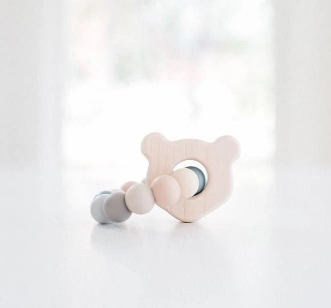 Mini Bear Wooden Baby Teether