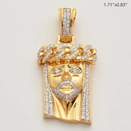 14ky Miami Cuban Jesus Pendant with 1.25ctw Diamond
