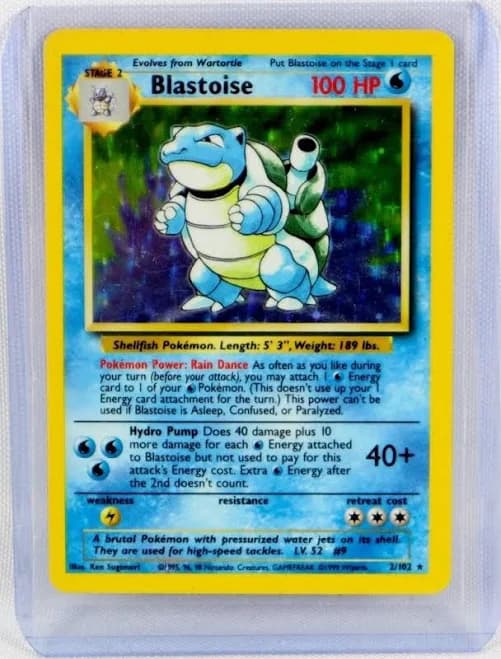 Pokemon Blastoise Hologram Base Set 2 Stage 2 Card 2/102