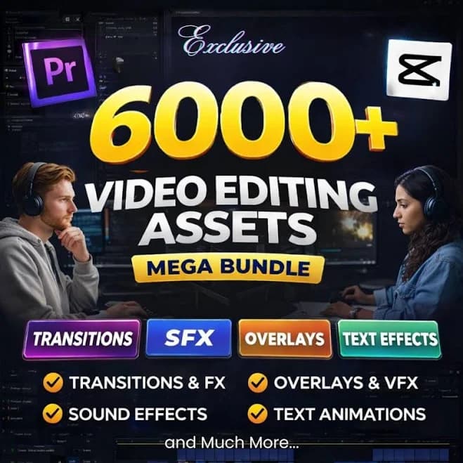 6000+ Video Editing Mega Bundle | Premiere Pro, CapCut (Digital Download)