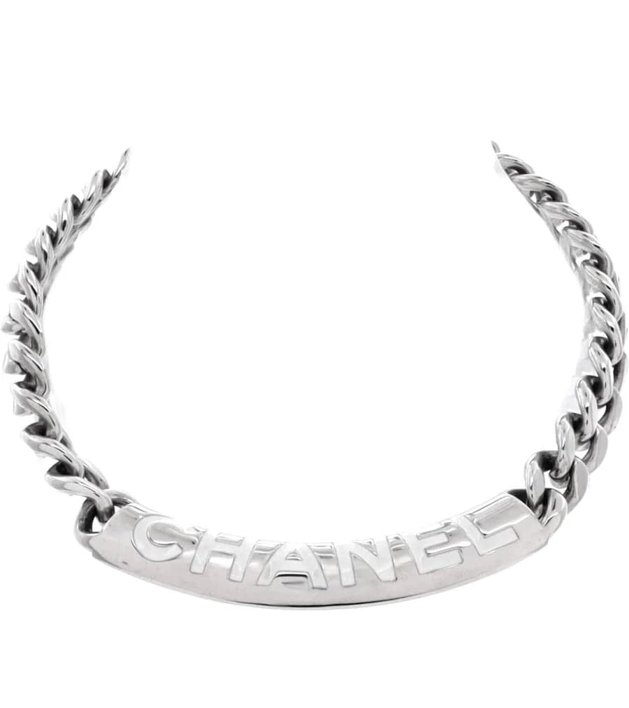 CHANEL CC Plate Choker Necklace