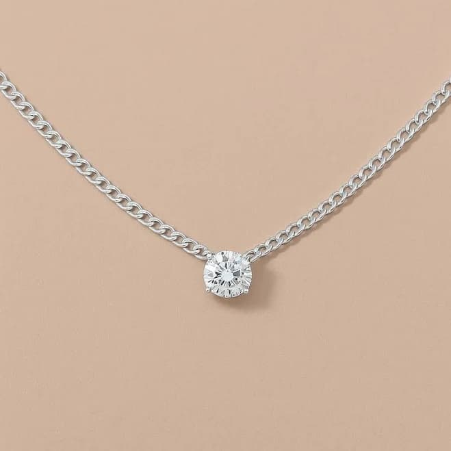 925 Sterling Silver 3mm Cuban Chain Necklace | 1 Ct Cz Pendant,