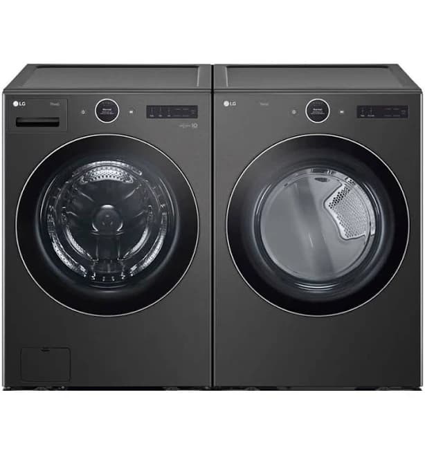 LG Black Steel Front Load High Efficiency Stackable Smart 5 Cu. Ft. Washer/7.4 Cu. Ft. Electric Dryer Laundry Pair