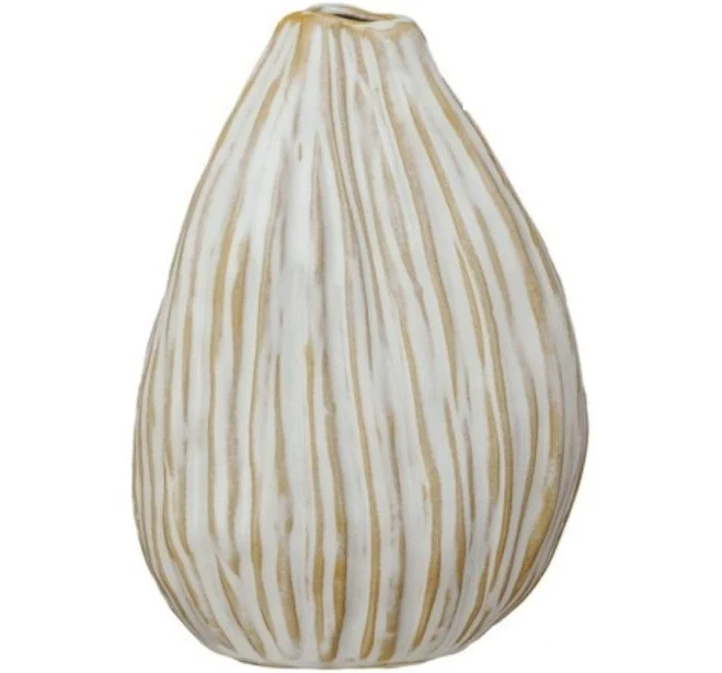 Stoneware Pleated Organic Shaped Vase