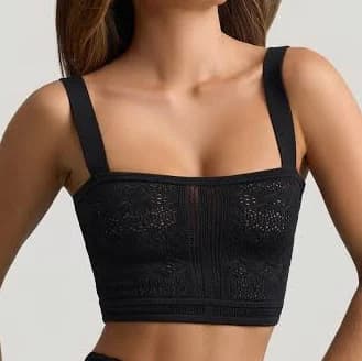 Oh Polly Yolanda Pointelle-Knit Crop Top