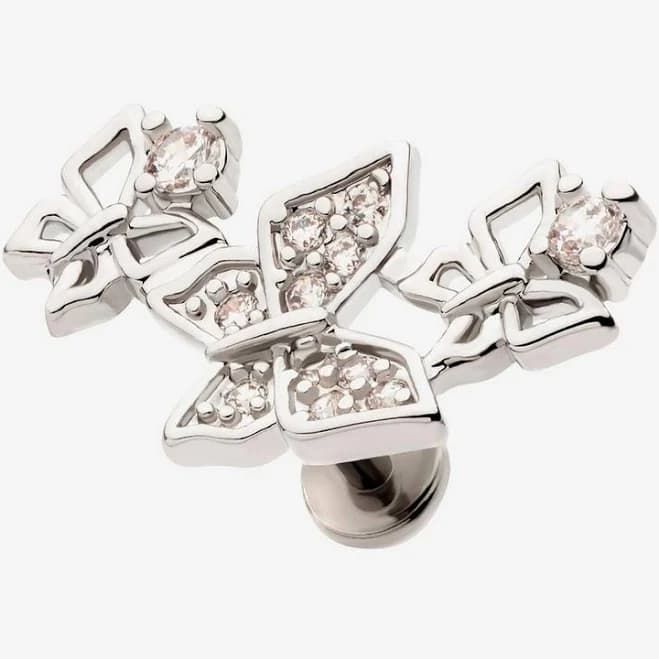 18G Steel Butterfly Trio Labret Stud