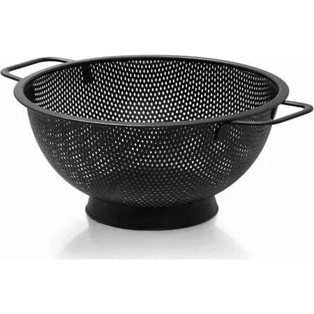 3qt Black Stainless Steel Pasta Strainer with Handle