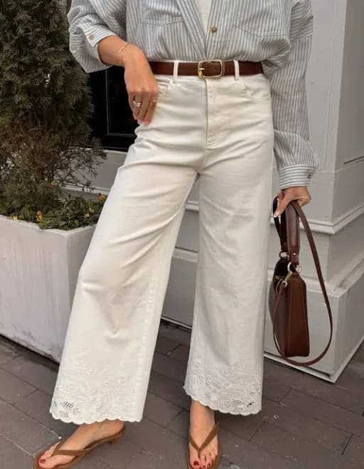 Elisa Wide Leg Floral & Scallop Pants