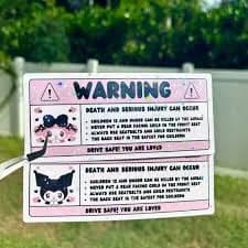 Cute Airbag Warning Sticker – Car Visor Sticker, Airbag Warning Label Cover, Aesthetic Car Accessory Gift