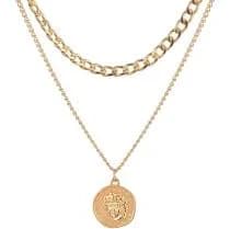 Minimalist Gold layered necklaces- Gold Link With Gold Coin Chain Set- chain necklace- Delicate layered necklaces set- Mother's Day gift
