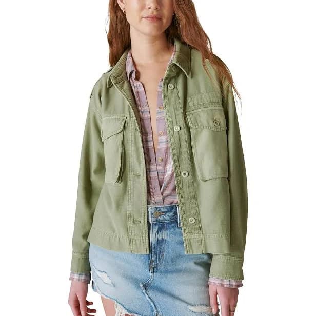 Lucky Brand Women's Cropped Twill Utility Jacket