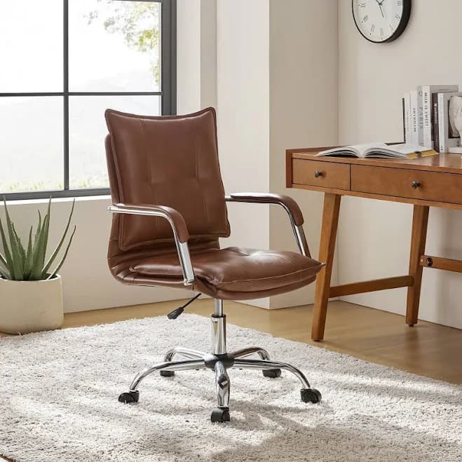 Hulala Home Zarina Modern Faux Leather Swivel Office Desk Chair