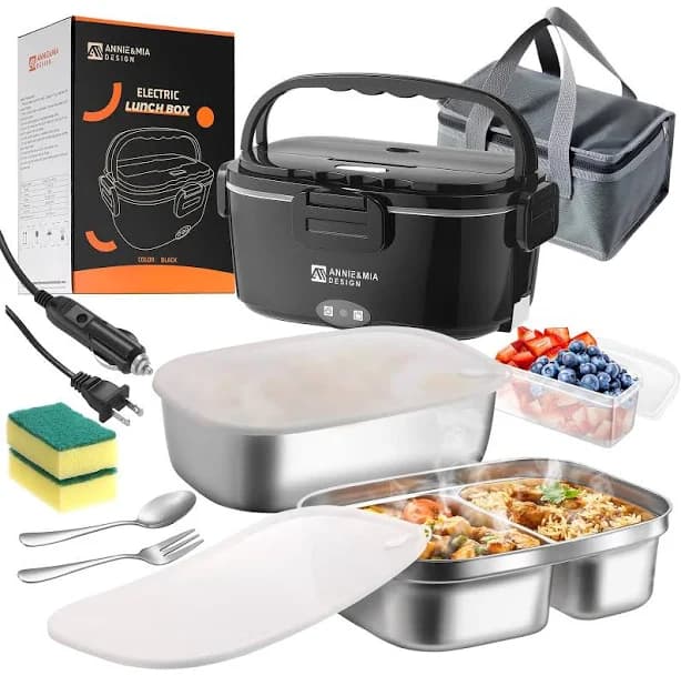 Annie Mia Design Electric Lunch Box For Adults, 80w 1.5l Dual