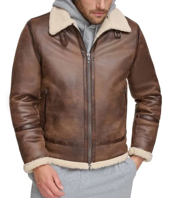 Calvin Klein Men's Classic Faux Shearling B-3 Bomber Jacket