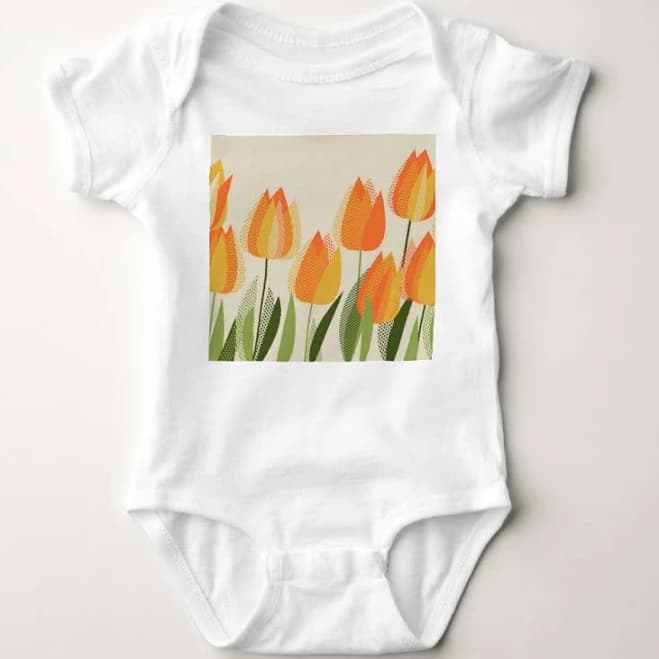 Bright Spring Vintage Tulip Bodysuit
