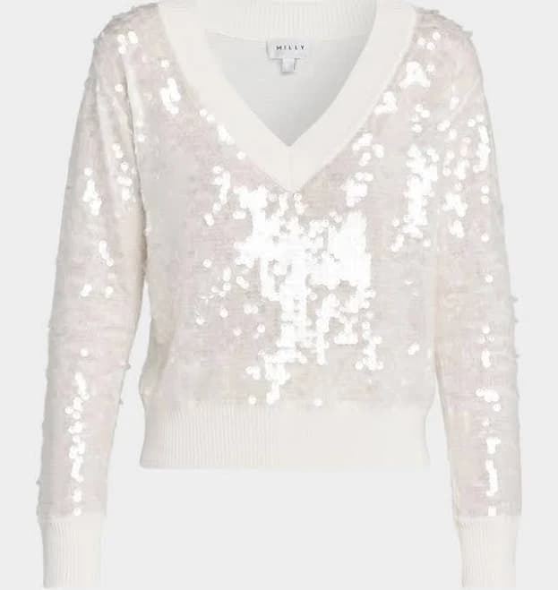 Milly Women's Ilaria Sequin V-Neck Sweater