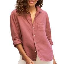 Frank & Eileen | Tops | Frank Eileen 258 Eileen Relaxed Washed Linen Shirt In Mauve Medium | Poshmark