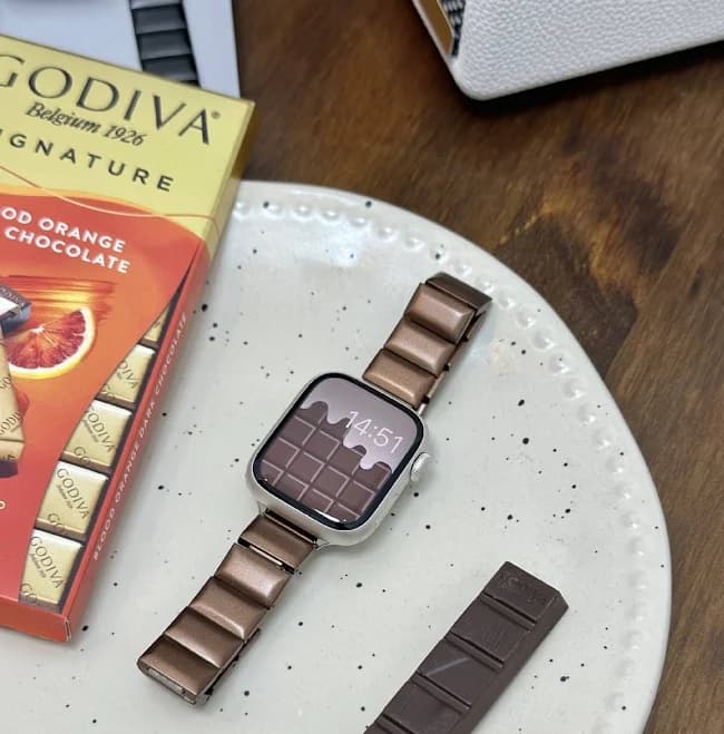 Square Chocolate Link Metal Band Compatible For Apple Watch