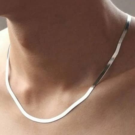 925 Sterling Silver Hypoallergenic Flat Herringbone Chain Necklace