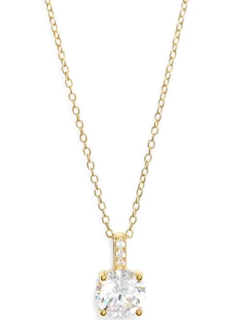 Platinum Plated Cubic Zirconia Round Pendant Necklace