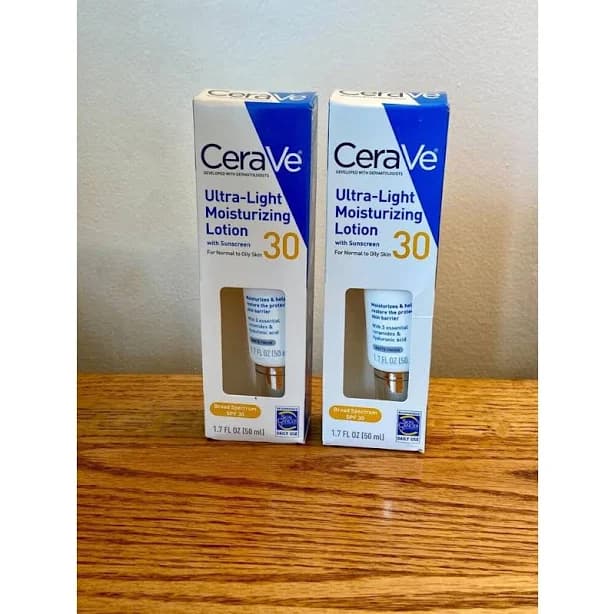 Cerave Skincare | 2pk Cerave Ultralight Moisturizing Lotion Spf 30 ~ Exp 8/26+ ~ 1.7oz Normal Skin | Color: White | Size: Os | Trg90's Closet