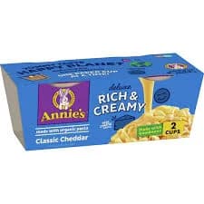 Annie's Classic Cheddar Deluxe Rich and Creamy Micro Mac and Cheese Cups Organic Pasta