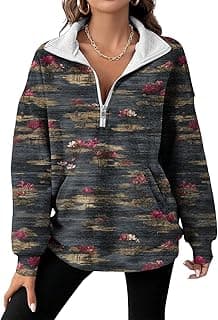 Sweatshirts for Women Trendy Plus Size Half Zip Up Comfy Sweatshirt Fall Winter Cute Tops with Pockets