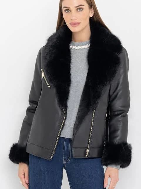 Generation Love Walt Faux Fur Shearling Moto Jacket