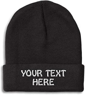 Winter Hat Beanie for Men & Women Custom Personalized Text Acrylic Skull Cap Hat