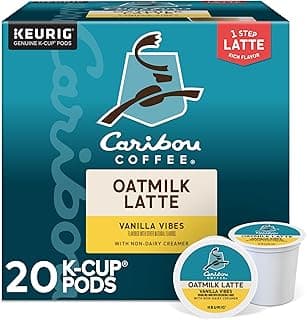 Caribou Coffee Vanilla Vibes Oatmilk Latte, One Step Latte Single Serve Keurig K-Cup Pods, 20-Count Box