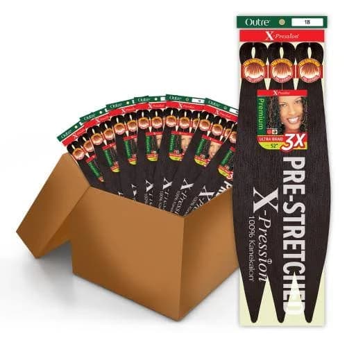 BOX DEAL Outre Synthetic Hair Braids X-Pression Kanekalon 3X Pre Stretched Braid 52" (55 packs/box), 2T1B/350