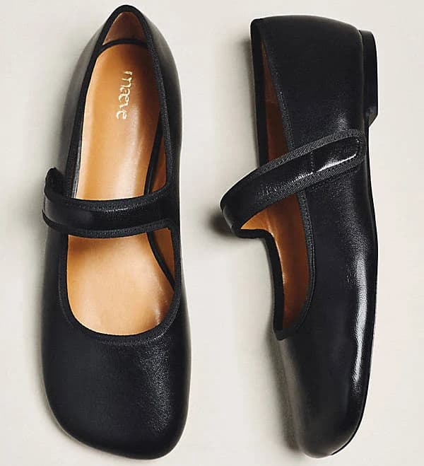 Square-Toe Mary Jane Flats by Maeve in Black, Size: 9 at Anthropologie