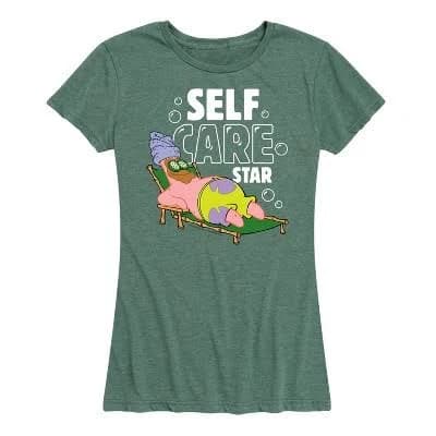 Women's Spongebob SquarePants Self Care Patrick Star Short Sleeve Graphic T-Shirt