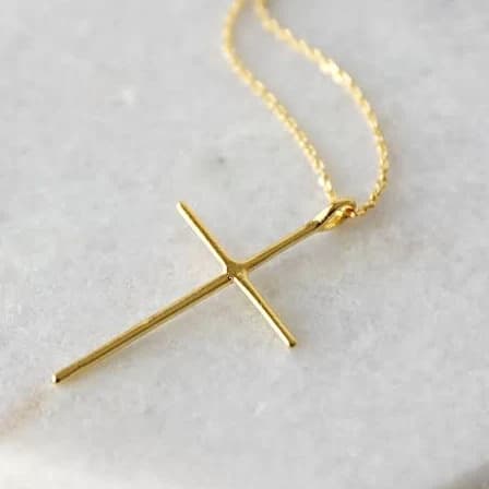 Gold Plated Brass Skinny Cross Pendant Necklace