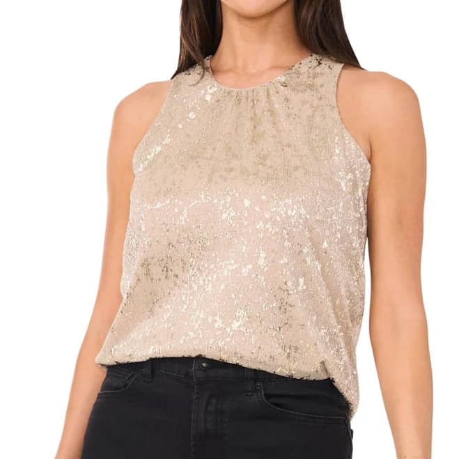 Vince Camuto Women's Shirred Foil Print Tank