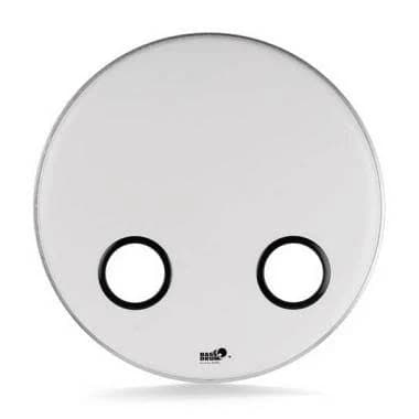 Bass Drum O's Black RESO Head with 2 Chrome 2 inch Ports and 2 Chrome 4 inch Ports 22"