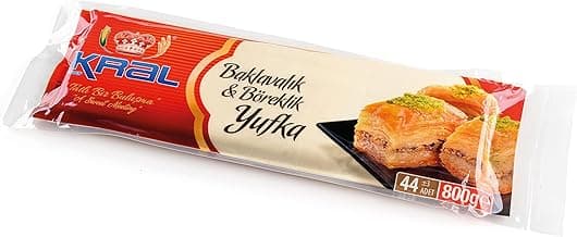 Kral Phyllo Dough for Baklava Borek, Turkish Yufka, Partially Pre Baked Very Thin Filo Pastry Dough Leaves, Fillo Pastry Dough Sheets, 1.75lb (800g) 44 pcs