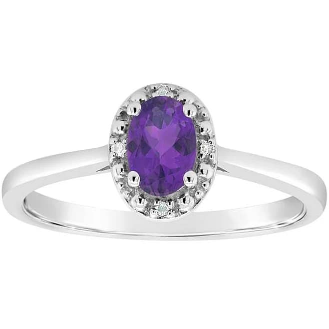 Diamond Accent and Garnet Ring Women's in Sterling Silver